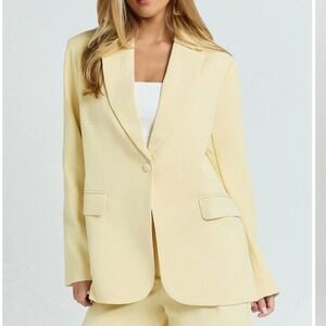 SHOWPO Womens Boxy Single Breasted Selena Blazer in Lemon NWT - Size 4‎